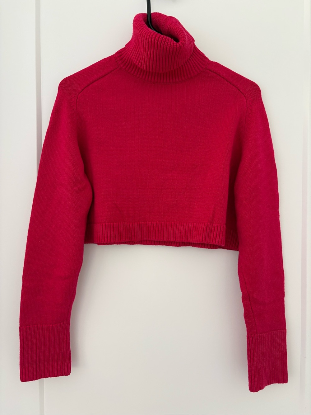 Zara Hot Pink Cropped Turtleneck Sweater